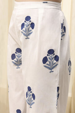 Blue Cotton Unstitched Suit Set image number 3
