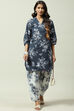 Indigo Cotton Straight Kurta Set