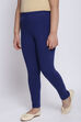 Navy Blue Cotton Lycra Solid Leggings image number 2