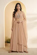 Peach Nylon Straight Lehenga Set image number 5