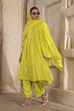 Lime Green Silk Gathered Yarndyed Suit Set image number 3
