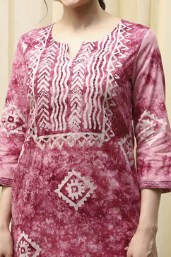 Pink Cotton  Unstitched Suit Set image number 2