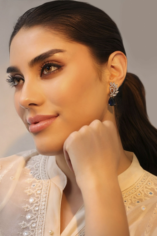 Navy Alloy Cz Drop & Danglers image number 2