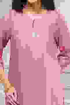 Pink Embroidered Straight Suit Set image number 1