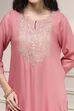 Pink Embroidered Straight Suit Set image number 1