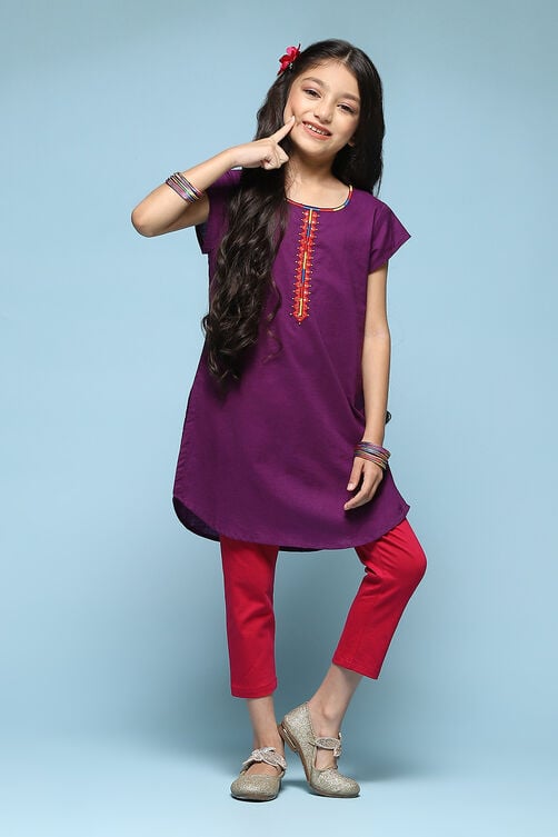 Blue Cotton Straight Solid Kurta Set image number 0