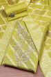 Botle Green Tissue Chanderi Embroidered Unstitched Suit Set image number 0