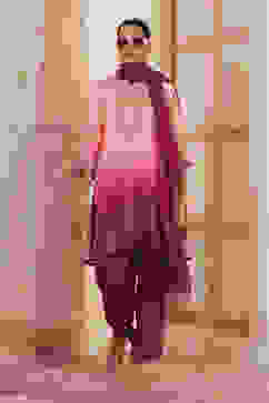 Peach Viscose Blend Straight Suit Set image number 0