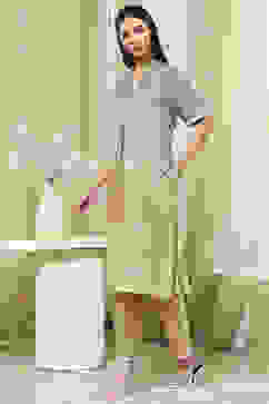 Grey and Beige Printed Straight Co-ord Set image number 3