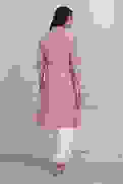 Pink Cotton Straight Kurta image number 3