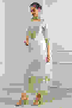 Off-White Embroidered Straight Suit Set image number 3