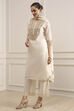 Off White Polyester Straight Dyed Suit Set image number 3
