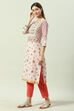 White Cotton Straight Kurta image number 2