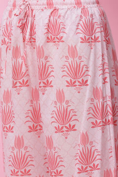 Peach Cotton Flared Kurta Set image number 2