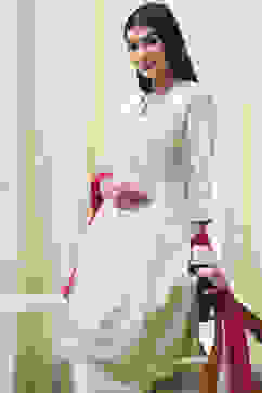 Cream Poly Viscose Straight Kurta Salwar Pant Suit Set image number 0