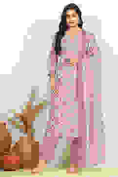 Purple Cotton Screen Printed Unstitched Suit Set image number 7