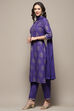 Magenta Cotton Printed Straight Suit Set image number 4