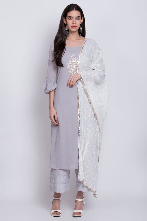 White Cotton Printed Dupatta image number 0