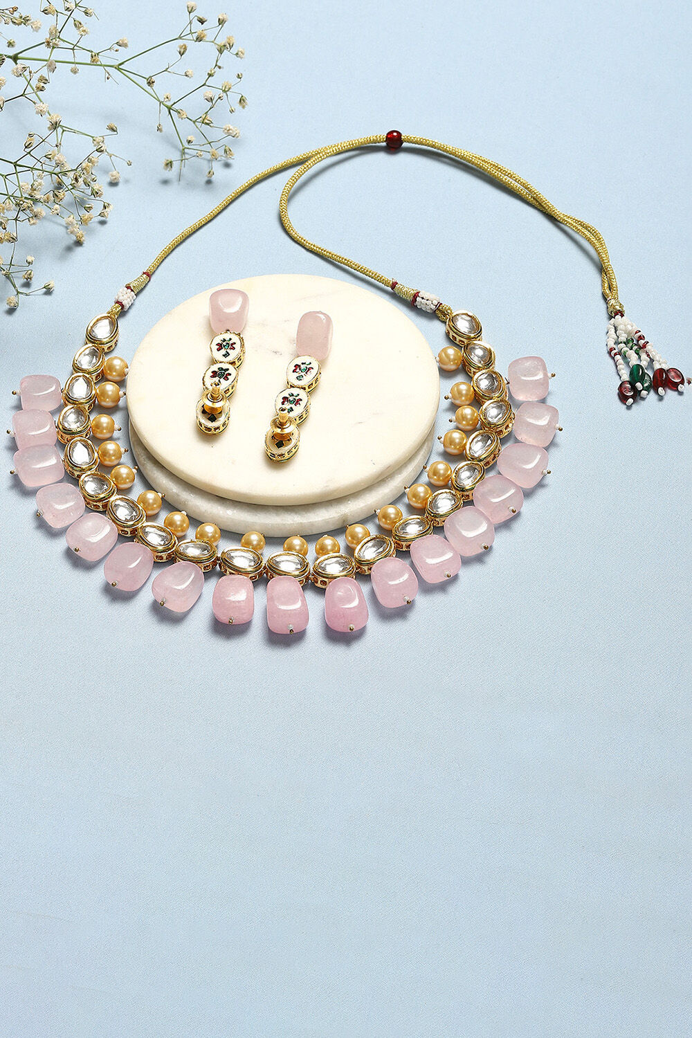 Light Pink Brass Necklace Set image number 2