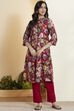 Blue Poly Viscose Floral Printed Straight Kurta image number 6