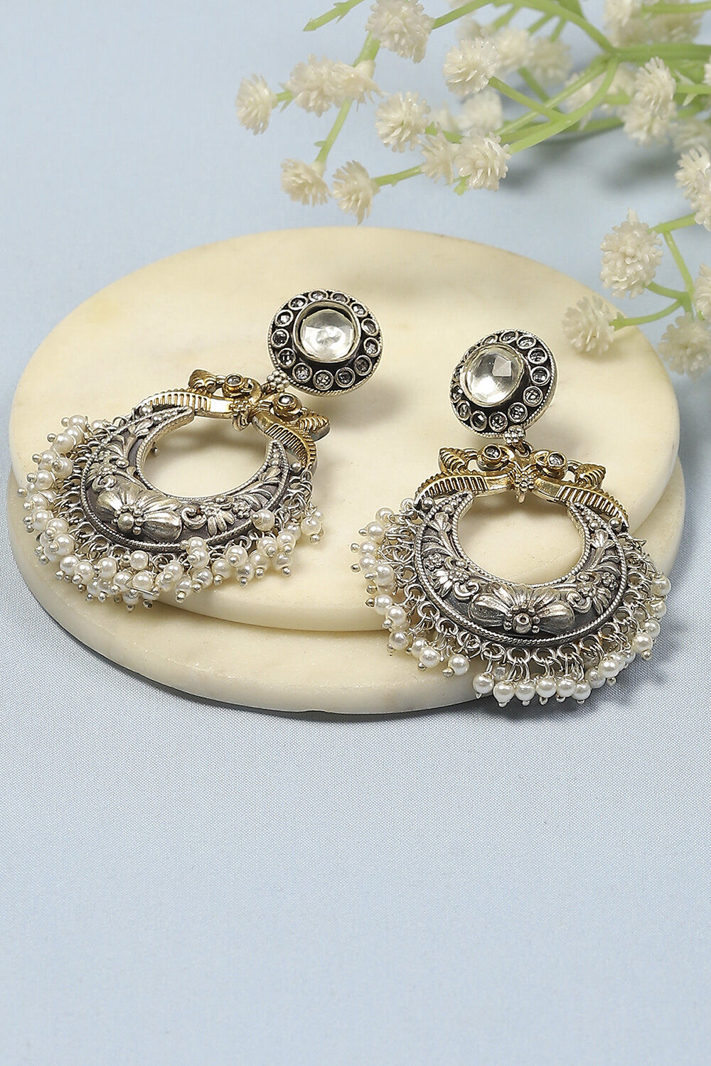 Off White Brass Chaandbali image number 0