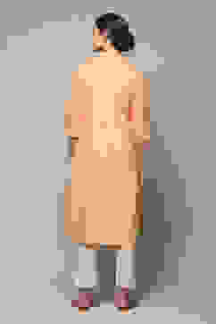 Orange Cotton Straight Printed Kurta image number 4