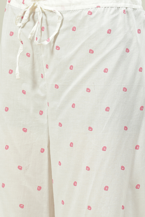Aqua Blue and White Cotton Straight Suit Set image number 3