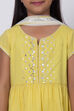 Yellow Cotton Tired Kurta Churidar Suit Set image number 1
