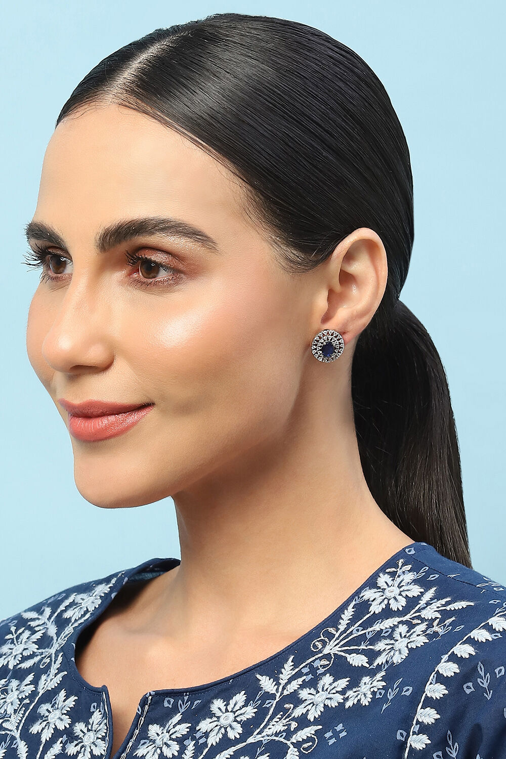 Navy Blue Brass earrings image number 3