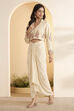 Ivory Viscose Rayon Embroidered Layered Fusion Set image number 2