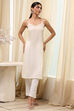 Off-White Embroidered Straight Kurta image number 5