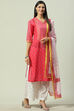 Blue Cotton Straight Kurta Flared Palazzo Suit Set image number 0