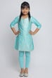 Turquoise Cotton Straight Kurta Legging Suit Set image number 2