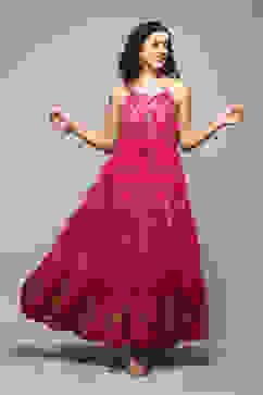 Fuchsia Polyester Tiered Dress image number 0