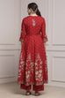 Red Cotton Anarkali Printed Suit Set image number 4
