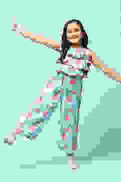 Blue Cotton Straight Printed Jumpsuit image number 0