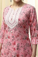 Pink Cotton Printed Embroidered Unstitched Suit Set image number 2
