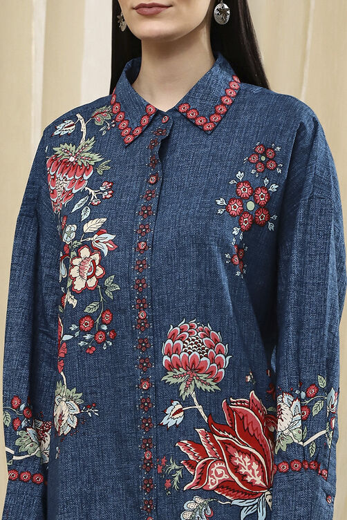 Brown Cotton Floral Printed Shirt image number 1