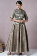 Sage Green Metallic Cotton Lehenga Set image number 4