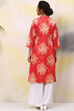 Red Poly Cotton Straight Printed Kurta image number 4