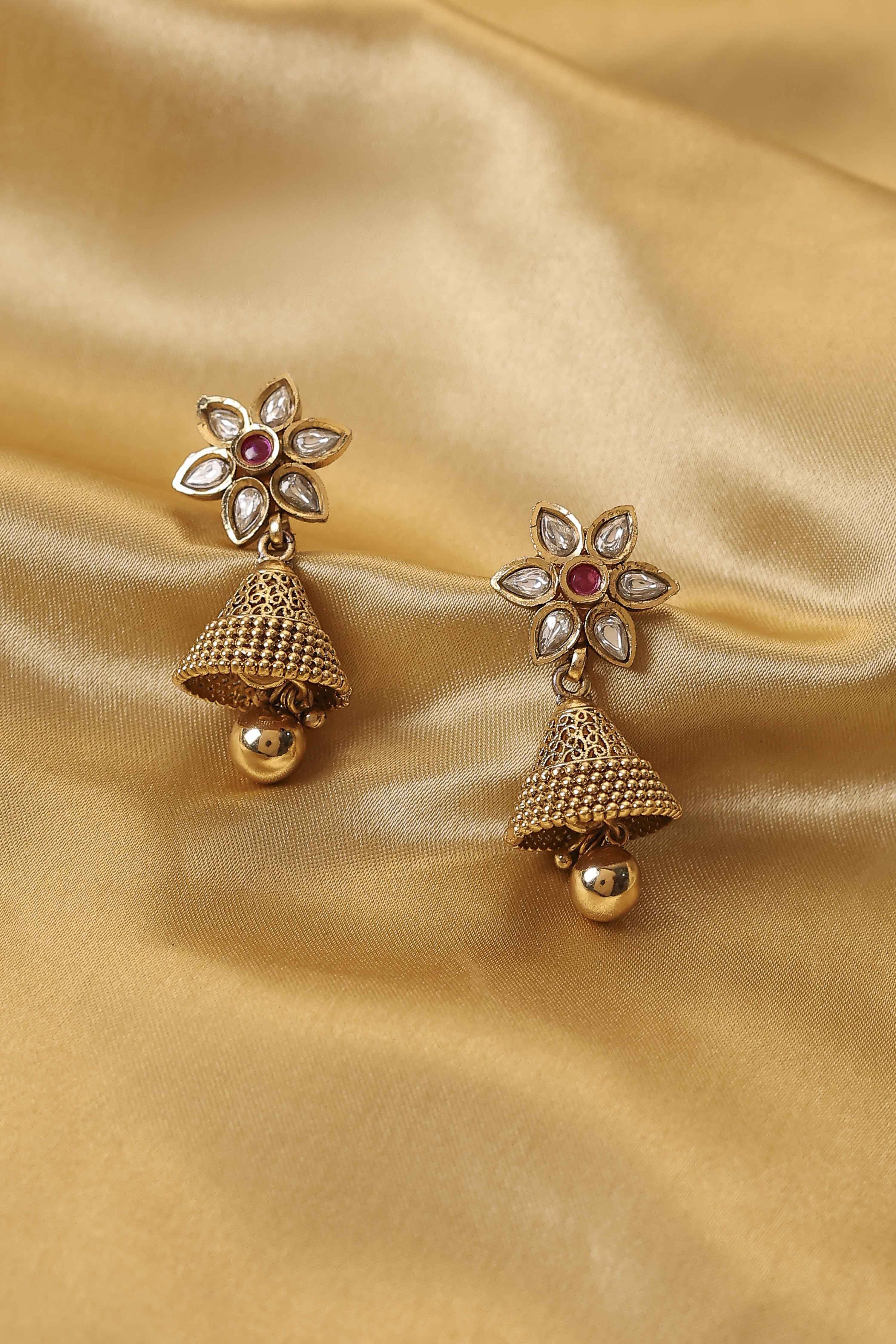 biba White Alloy Temple JhumkaWhite Alloy Temple Jhumka-picture-182
