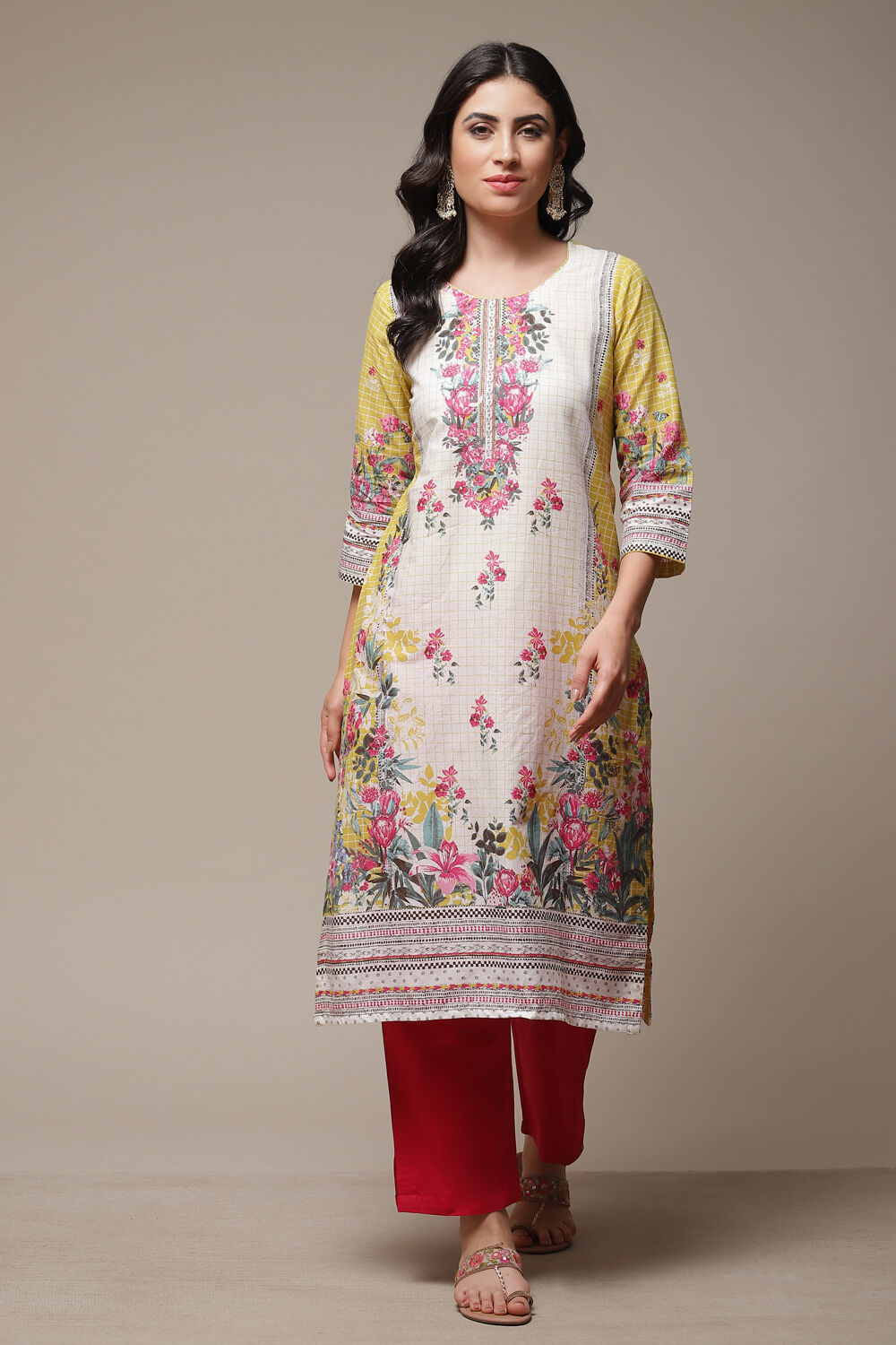 Sky Blue LIVA Straight Printed Kurta image number 1