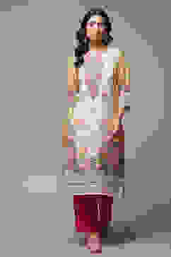 Yellow LIVA Straight Printed Kurta image number 1