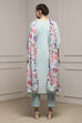 Blue Modal Digital Print Unstitched Suit Set image number 5