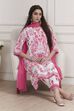Pink and White Printed Straight Suit Set image number 0