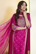 Magenta Pink Viscose Blend Straight Suit Set image number 1