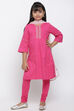 Pink Cotton Straight Kurta Churidar Suit Set image number 2
