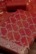 Rust Cotton Printed Embroidered Unstitched Suit Set image number 1
