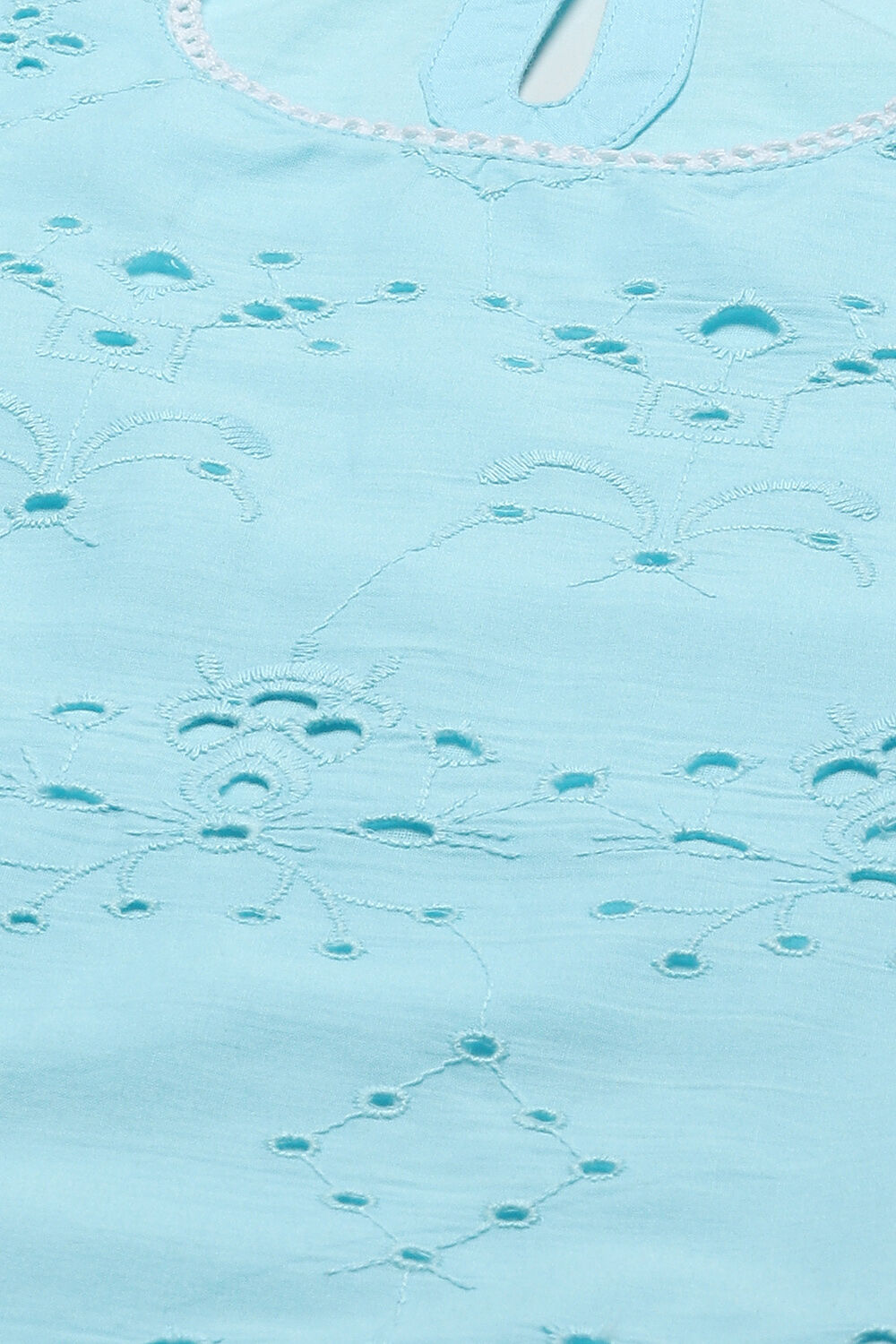 Sky Blue Schiffli Cotton Kurta & Palazzo image number 1
