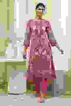 Pink Printed Straight Kurta image number 0